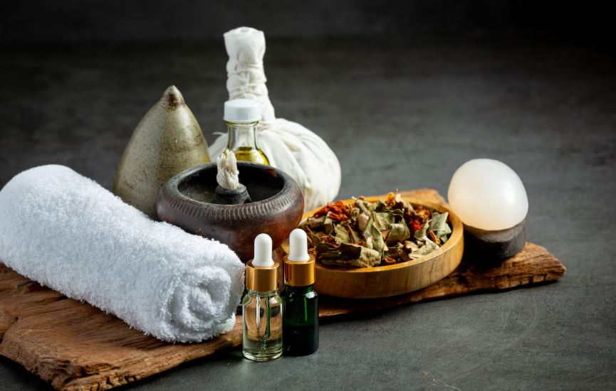 Lymphatic massage oils with herbal spa supplies