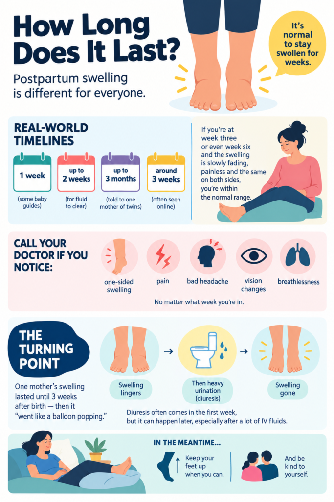 How long does postpartum edema last?